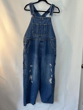Monthorigin Overalls Distressed Denim dungarees Women’s Large ECU